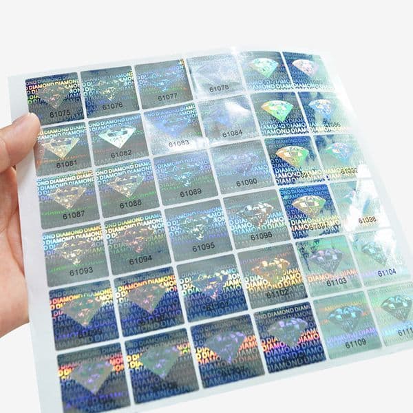 Custom Silver Holographic Square Jaser Anti-Fake Hologram Labels Stickers Personalized Customer Logo Security Sticker Label
