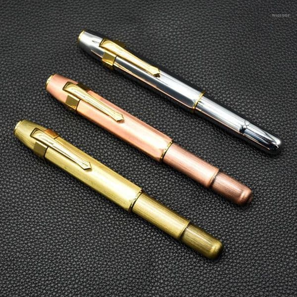 Fountain Pens 15Pcs Vintage Brass Sport Metal Ink Pen 0.5mm Iraurita Nib Octagon Pocket Full Office Signature Wholesale1