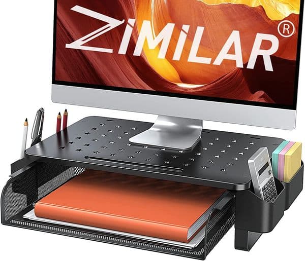 Monitor Stand Riser with Drawer, Monitor Riser with Storage for Desk, Metal Monitor Stand for Laptop, PC Screen, Computer, Printer, iMac, Home Office Stand