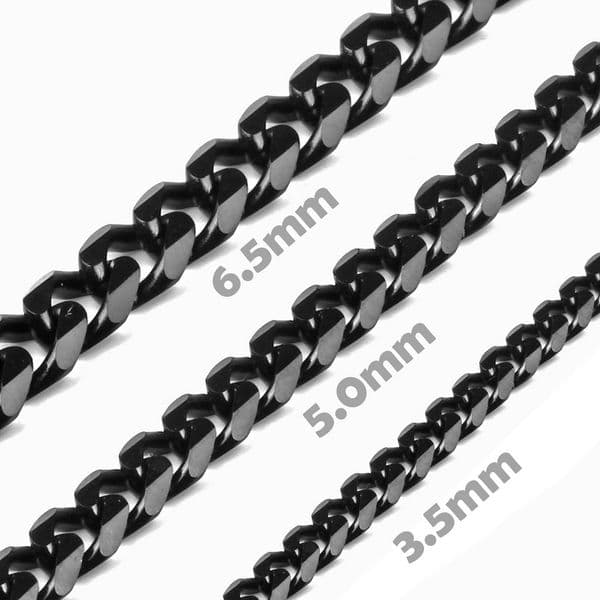 35mm5mm65mm Width Unisex 316L Stainless Steel Chain Necklace DiamondCut Curb Cuban Chains Link Lobster Clasp Black for Men Wo