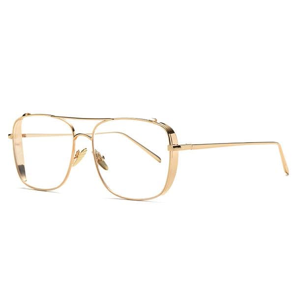 Rock style luxury sunglasses for men square clear lens glasses rim mens full frame oversized vintage gold silver metal sunglasses