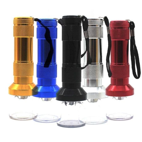 Aluminum Electric Tobacco Grinder Crusher Herb Smoke Grinders Flashlight Pollen Cigarett aluminium Alloy Metal Handheld Chopper