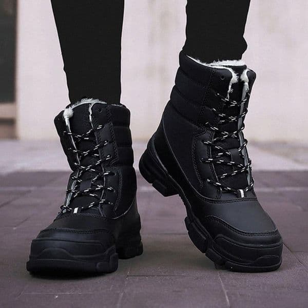 Fashion Sheepskin Waterproof Fur Lined Women Boots Casual Short Ankle Winter For Ladies Lace Up Snow Shoes men Boot N5K0#