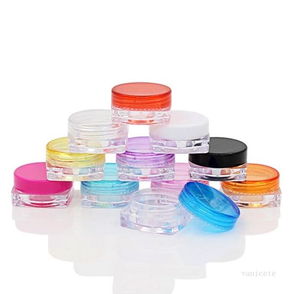 Wax Container Food Grade Plastic Boxs 3g/5g square bottom Storage Boxes Small Sample Bottle Cosmetic Packaging Box Bottle ZC132