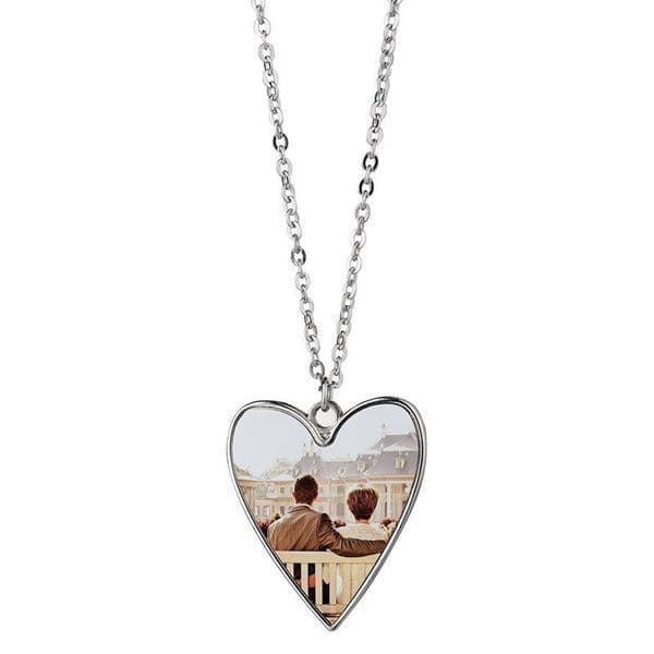 Wholesale Sublimation Blank Love Heart Shaped Necklace Pendant with Chain Metal Personality DIY Gift Fashion Necklaces Women