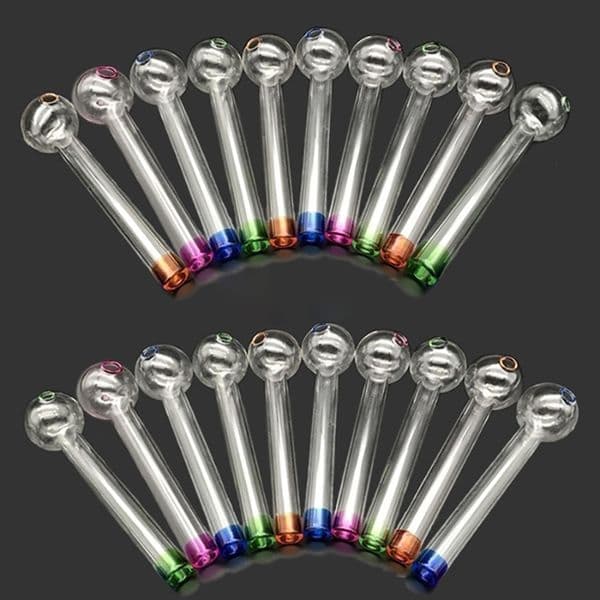 Thick Clear Smoking Tubes Pyrex Glass Burner Concentrate Pipes Colorful 10.5cm Length Oil Nail Burning Jumbo Pipe 105mm 4.1 inch Glass Bowls for smokers Wholesale