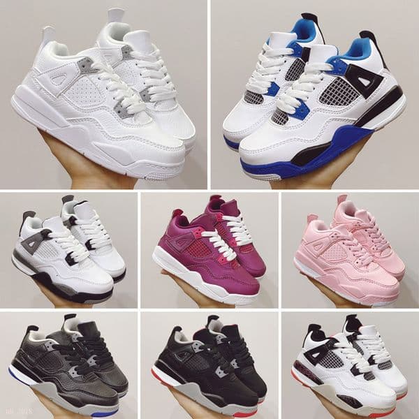 Kids 4s Black cat 2022 BQ7670 010 Basketball Shoes Toddler Retro TD 4 Red Chicag Boys Girls Basket Ball Pour Enfants Athletic Sneakers size