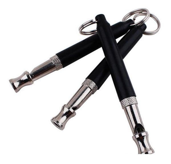 2021 Pet Supplies Dog Training Black and Silver Nickel-Plated Ultrasonic Whistle Whistling Tube with Key Ring Dog Training Gadget 0.9*8.0cm