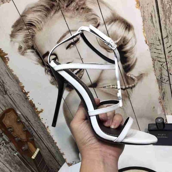 women sandals party fashion 100 leather dance shoe new sexy heels super 10cm lady wedding metal belt buckle high heel woman shoes large size 3543 with box