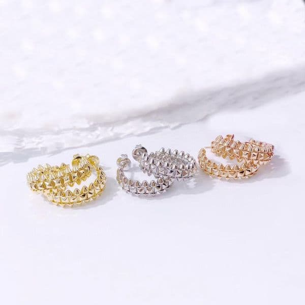 Luxury quality Charm small half round shape drop earring with diamond and no in three colors plated for women wedding jewelry gift have stamp PS7505