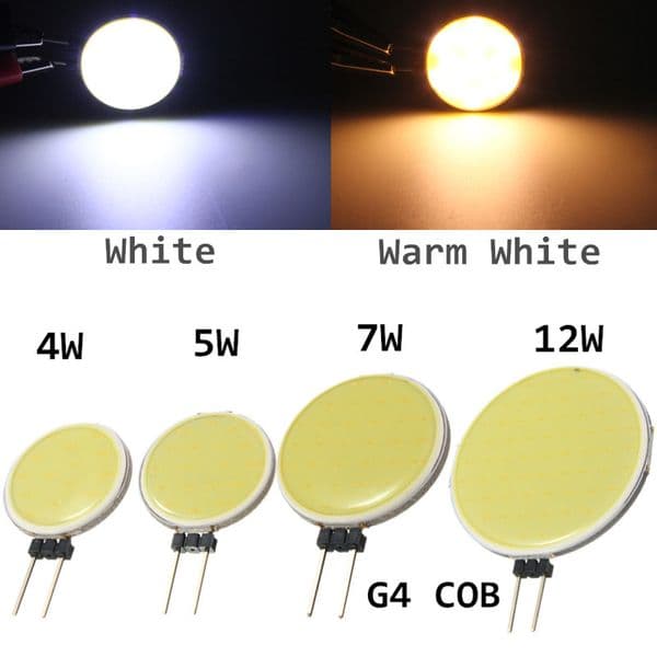 10pcs 4W/5W/7W/12W DC12V LED G4 COB Bulb Pure Warm White 15 18 30 63 leds Chips Replace Halogen Lamp Spot Light Bulbs