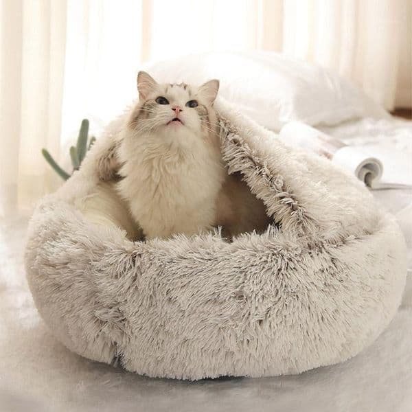 Winter Cat Bed Round Plush Warm Soft Pet Bed for Cat Soft Long Plush Mat For Small Dogs Puppy Sleeping bag Cats Nest1