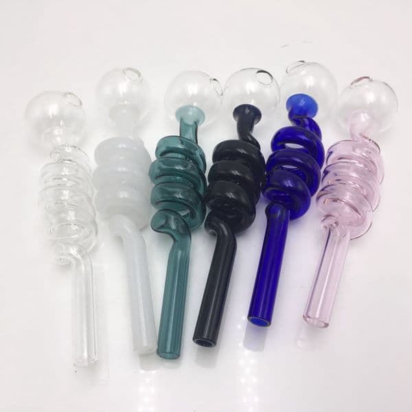 7 Colors Curved Pyrex Glass Oil Burner Pipe Colored Balancer Water Pipe Bubbler Pyrex Oil Burner Water Pipe Smoking Glass Bong
