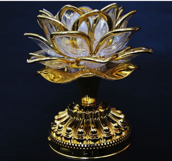 Gold Battery Buddha Music Speaker Light Flower Fancy Colorful Changing LED Lotus Flower Romantic Wedding Decoration Party Lamp frees hipping