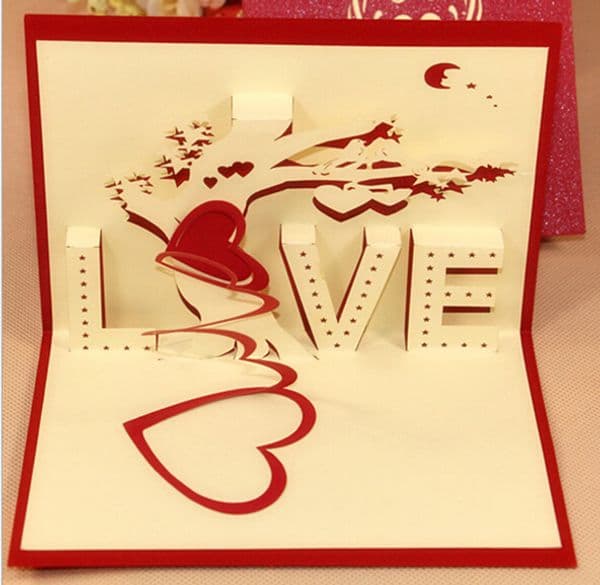 10pcs Love tree Handmade Kirigami Origami 3D Pop UP Greeting Cards For Wedding Birthday Party Gift