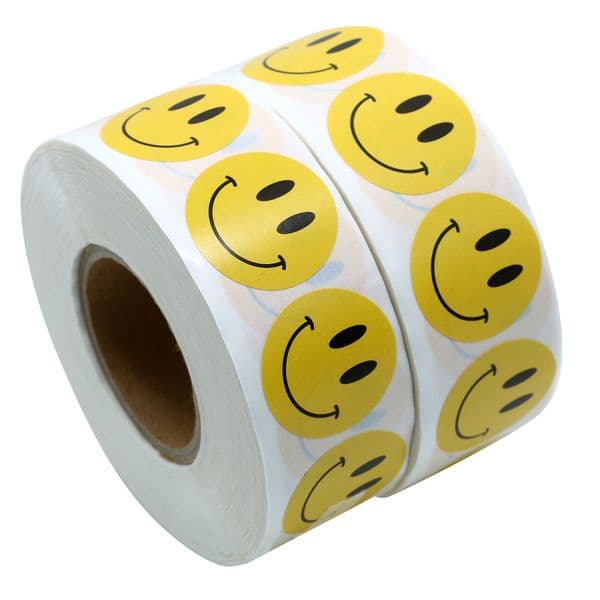 1inch 1000pcs smile face label yellow round self paper adhesive stickers for teacher and children cartoon sticker