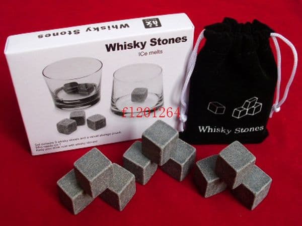 50sets/lot(9pcs/set) Free Shipping Whisky Ice Cube Stones Soapstone Rocks Drinks Beer Cooler Great Gift With Velvet Bag