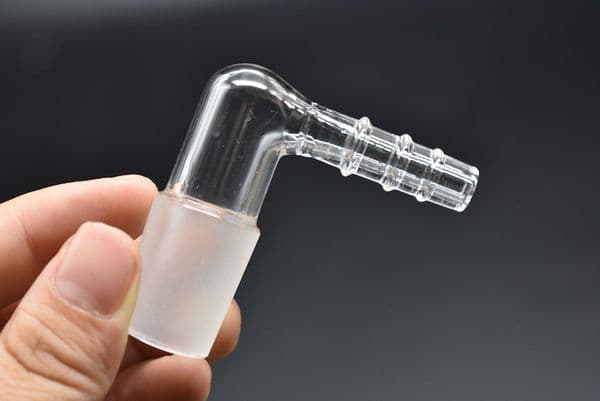 5pcs Glass Vapor Whip Adapter 14mm 18mm male glass adapter 90 Degree glass adapter secure Large Hose in stock
