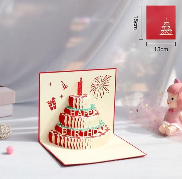 Birthday Cake 3D Pop UP Gift & Greeting 3D-Blessing Cards Handmade paper Creative Happy christmas card SN3024