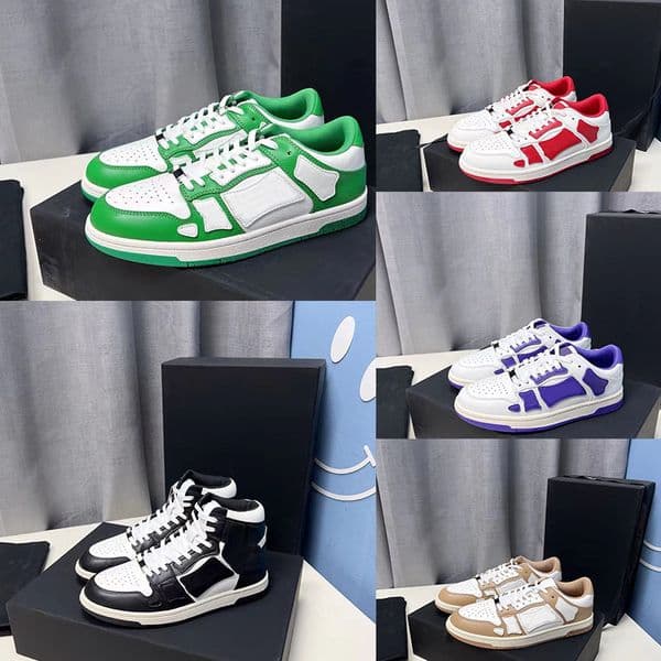 Skel-Top Women Casual Shoes Skeleton Bone lace-up Low High Running Sneakers Designer Leather Trainers Shoes
