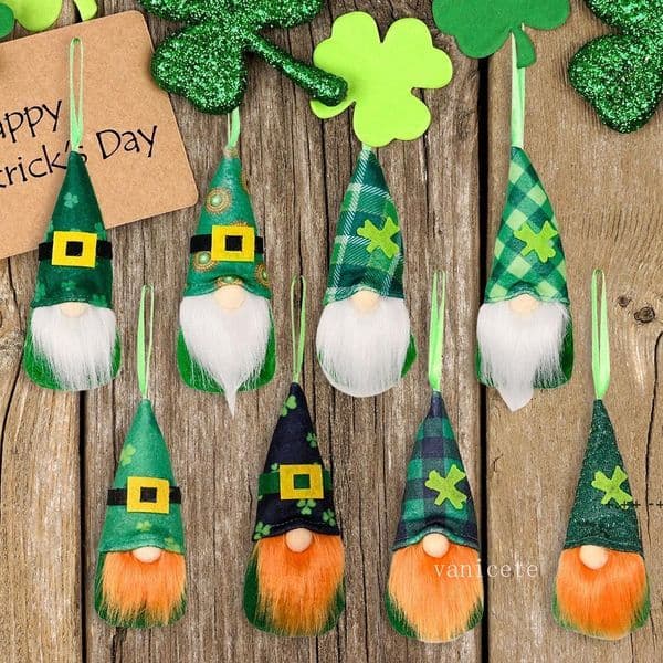 Party Supplies Patrick's Day Hanging Gnome Ornaments Irish Handmade Leprechaun Tomet Lucky Clover Decorations ZC744