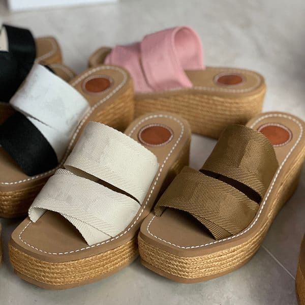 2021 Beach Ladies Platform Sandal Woody Wedge Sliddes Designer Slippers Women Shoes Footwear Gladiator Open Toe Slides with box 312