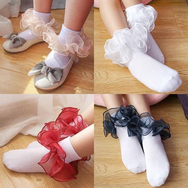 8 Colors Kids Baby Socks Girls Cotton Lace Three-dimensional ruffle Sock infant Toddler socks Children clothing Christmas Gifts
