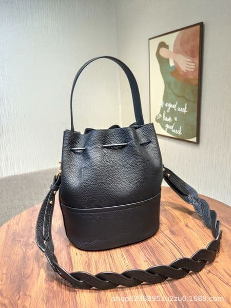 Tb New Bucket Bag Litchi Pattern Top Leather Large Women's Leisure Portable Shoulder Bagj9fw