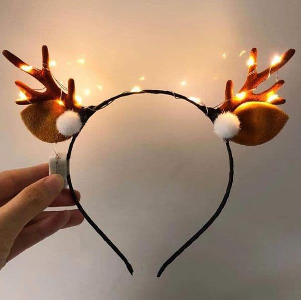 LED Antler Headbands Light Up Reindeer Headband Party Decorations Luminous Glow Headpieces Flashing Hair Bands