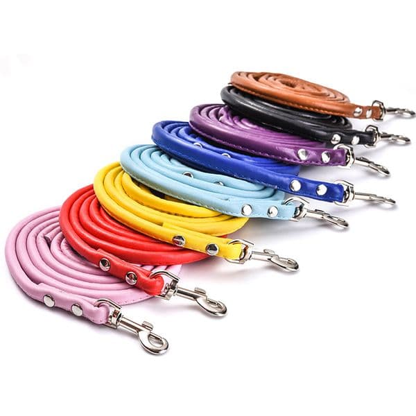 4Ft Multicolor Soft Durable Dog Leashes Training Running Outdoor Walking Climbing Medium Dog Puppy PU Collar Leash Strong Sturdy Comfortable Round Lead Rope JY0540