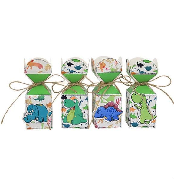 Dinosaur Party Favors Box Gift Wrap Bag With Rope Dino Theme Birthday Event Cartoon Table Decoration Supplies