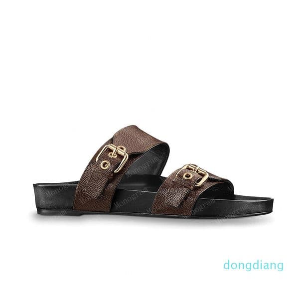 2021 sandals women slipper slides waterfront brown leather sandal womens high heels mens shoes 36-46