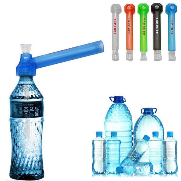 TOPPUFF Travelling Smoking Pipes Glass+Acrylic Material With Portable screw-on For Tobacco Herb Holder instant screw on Bottle Converter