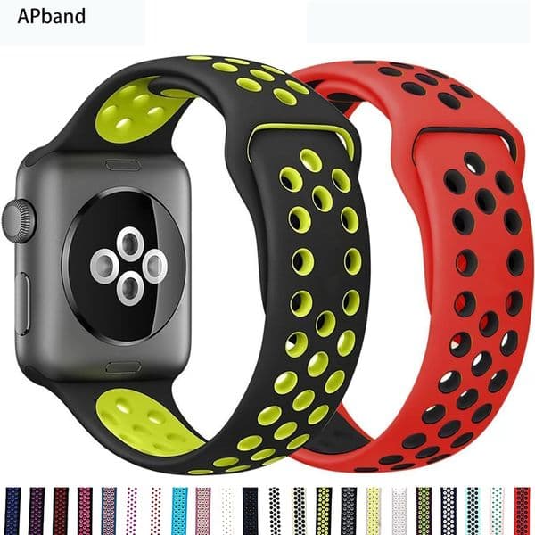 Silicone Strap For Watch band 44mm 40mm 38mm 42mm 40 44 mm Breathable Accessories watchband bracelet iWatch 3 4 5 6 se