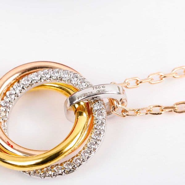 2026 Charm bracelet and necklace with three ring connect diamond for women wedding jewelry gift engagement PS3046