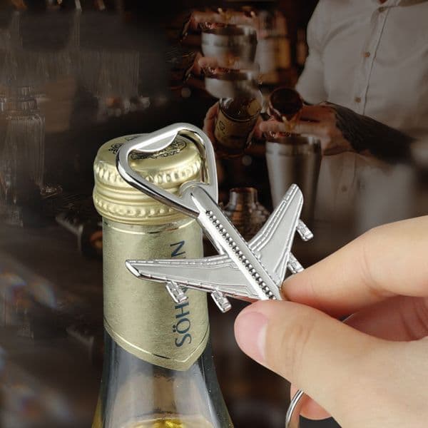 Aircraft Corkscrew Metal 3D Simulation Aircrafts Beer Bottle Opener Key Ring Birthday Wedding Party Aviation Gift WH0174