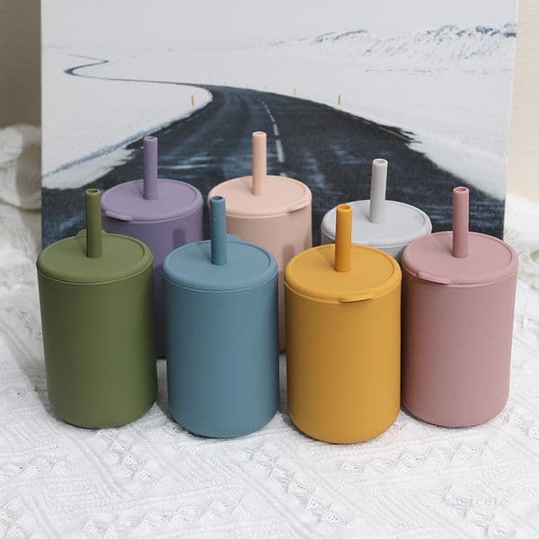 Silicone Straw Water Tumblers Leak Proof Baby Cups Infant Training Learning Drink Cup Children's Health Products T500715