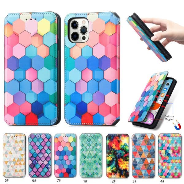 PU Leather Wallet Phone Cases with Card Slots Kickstand Colorful Full Body Protective Cover For Iphone 13 11 12 Pro Max XR XS X 6 7 8 Flip Case Multifunction