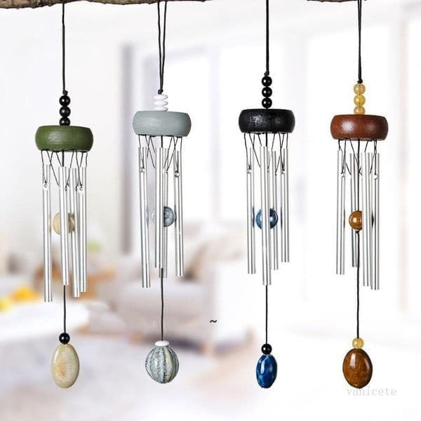 Wood Aluminum Tube Pendants Creative Mini Metal Wind Chime Home and Car Winds Chimes Pendant Decoration Craft Gifts ZC371