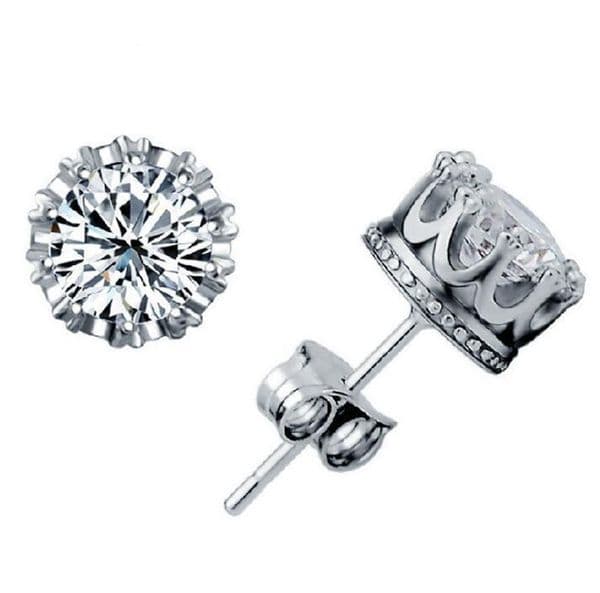 Crown Wedding Stud Earring 925 Sterling Silver CZ Simulated Diamonds Engagement Beautiful Jewelry Crystal Earrings GC163