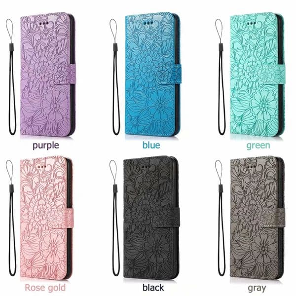 S26 Flower Lace Leather Wallet Cases For Iphone 17 Air 16 Plus 15 14 13 12 Pro max 11 Samsung S25 Edge Ultra S24 FE A37 A57 A16 A36 A56 Floral ID Card Slot Flip