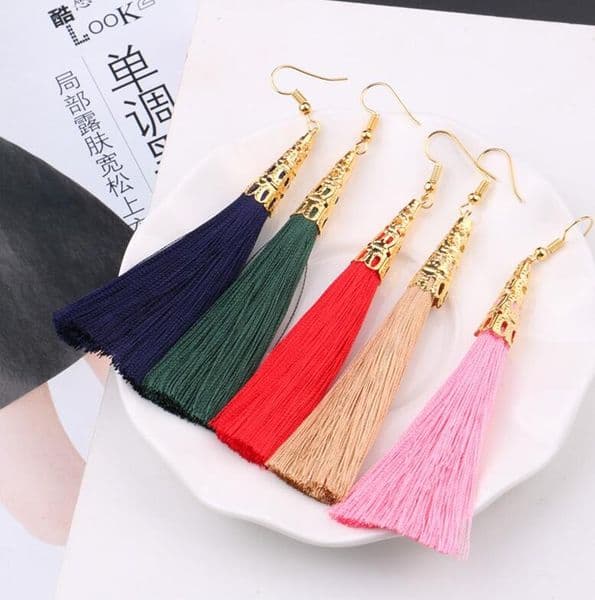 Boho Crystal Dangle Long Tassel Drop Earrings For women Ethnic Geometric Rose flower Sign Statement Earring Fashion Jewelry 20 pairs