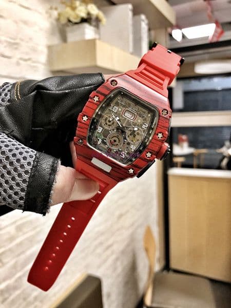 2021 Man Watch Fashion Quartz Men's Watches Gift Men Carbon Fiber Pattern 6 Hands Running Seconds Flat Tapered Crown Trend