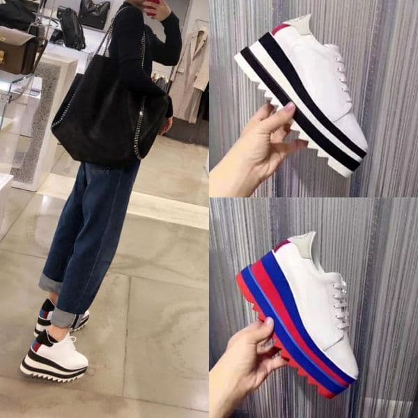 Women luxurys Boots leather square platform slope thick Stella Britt Shoe Elyse Brushed Star Derbys Wedge Lace-up designer Fashion Shoes With box