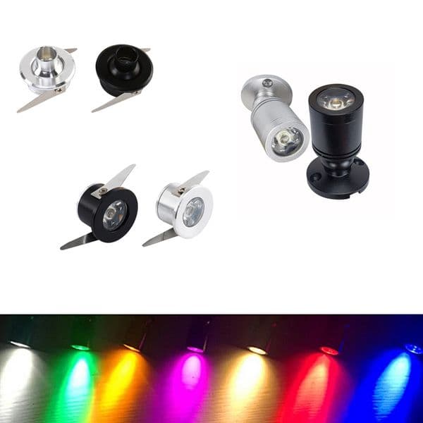Downlights 1W led Spotlight Cabinet Mini Spot Light Recessed Down lights Cupboard Showcase Display 110V 24V 12V Aluminum Body