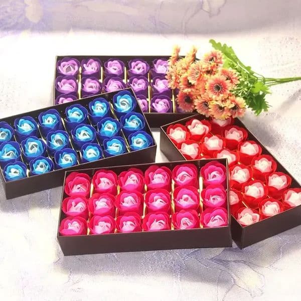 18pcs Rose Soap Flower Gift Box Wedding Valentine's Day Gifts Rose Bath Body Roses Floral Soap Flowers WHT0228