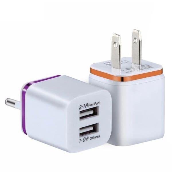 US EU Plug Charger Adapter Universal Smart Dual USB Charger Home Office Travel Plug Adapter Mobile Phone