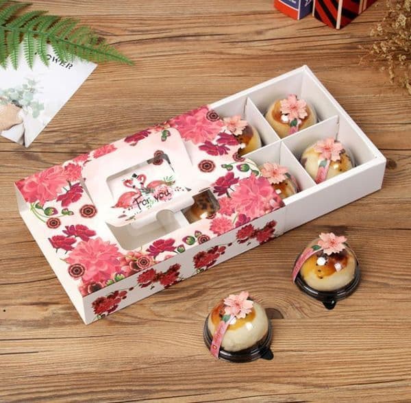 Gift Wrap 23.5*16.5*5cm Flower Pattern Mooncake Box With Handle,biscuit Candy Biscuit Box,chocolate Pastry Packing Boxes100pcs LLE10178