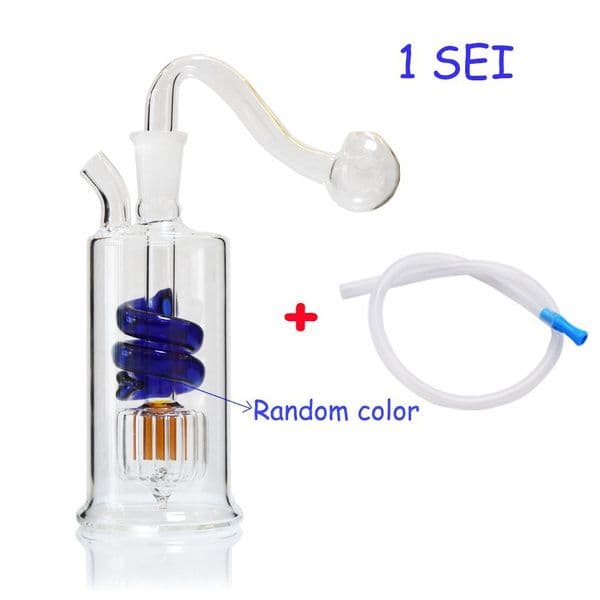 Portable Glassware Hookah smoking Colorful Mini Glass Burner Bubbler Bottle with 10mm Oil Bowls Percolater Bubbler Water Pipes Tobacco Bowl Accessories