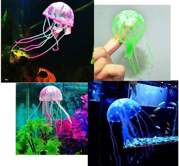Artificial Glowing Effect Jellyfish Aquarium Decoration Fish Tank Underwater Luminous Ornament Aquatic Landscape 10*22cm